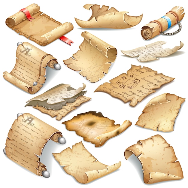 Vector royal old parchments set