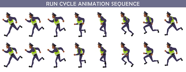 Vector run cycle animation sequence