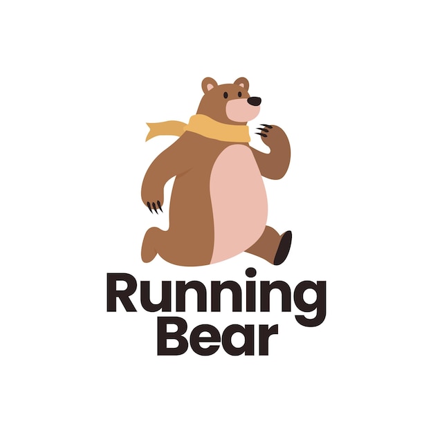 Vector running bear flat logo template