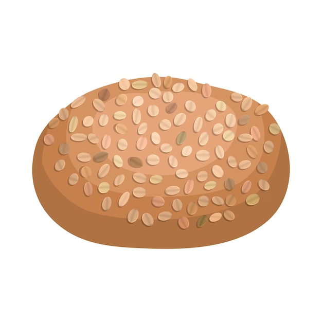 Vector rye bread icon in cartoon style on a white background
