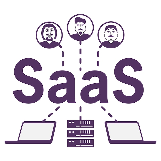 Vector saas for ui ux web appsoftware as a service files storage statistics cloud computing