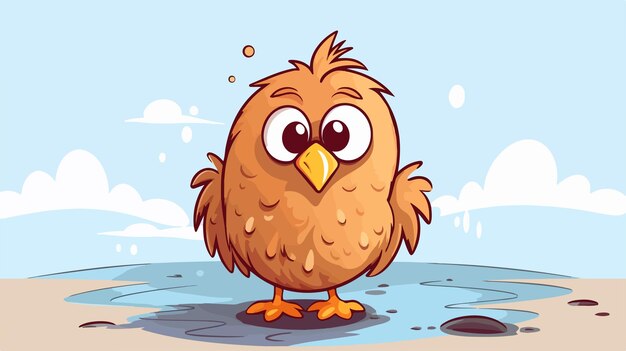 Vector sad cartoon chicken illustration