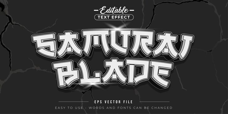 Samurai blade editable text effect
