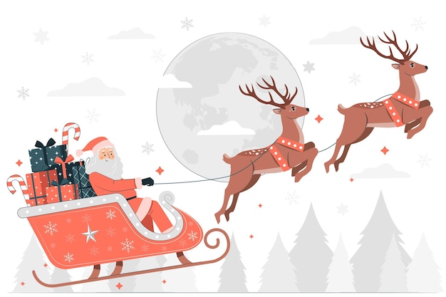 Vector santa claus sleigh concept illustration