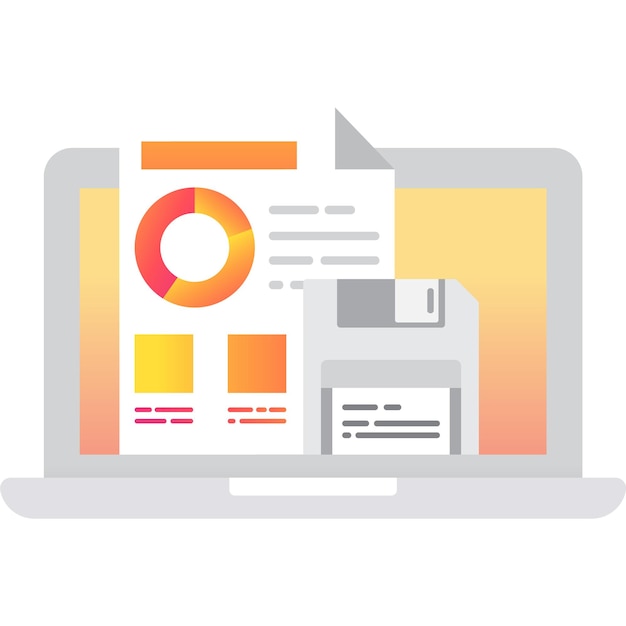 Vector save data icon vector file on computer monitor