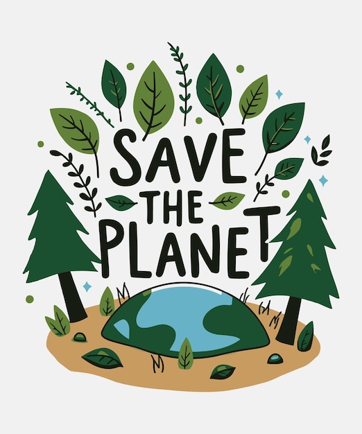 Vector save the planet typography tshirt vector design templates