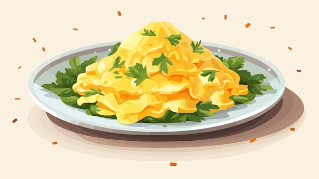 Vector savory scrambled eggs with rich yolk nutritious dish for breakfast