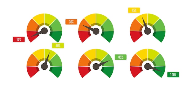 Vector scale from red to green with arrow in flat style, infographic element, vector