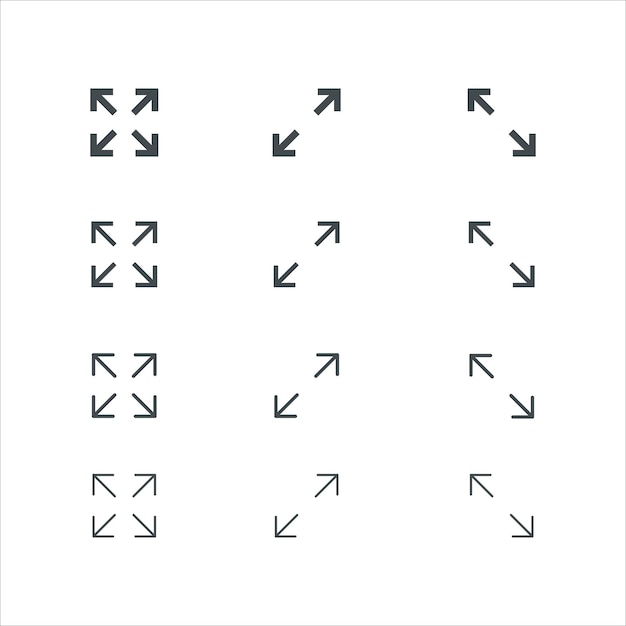 Vector scaling and sizing arrows icon concept illustration resize increase decrease scalability symbol