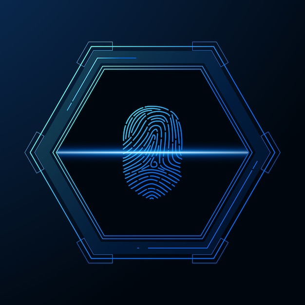 Vector scan fingerprint cyber security and password control through fingerprints access with biometrics identification