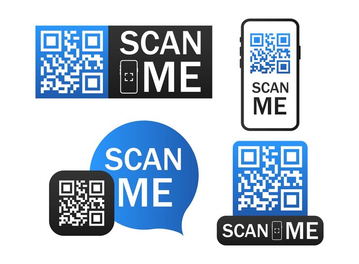 Scan me icon with QR code. QR code scan icon set. Scan me frame. Qrcode tempate for mobile app