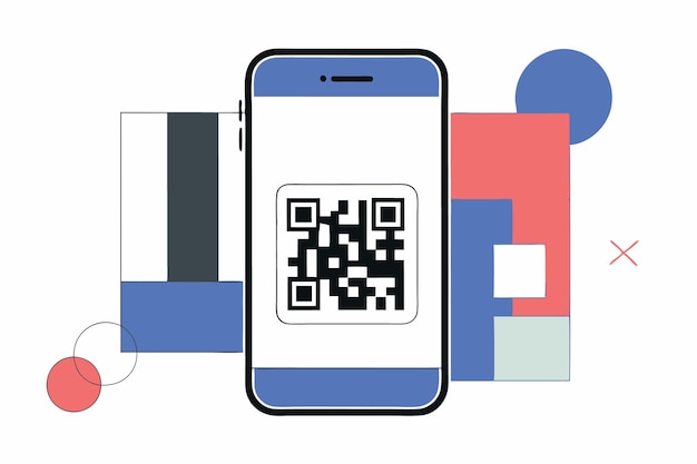 Vector scan qr code with smartphone illustration art on white background