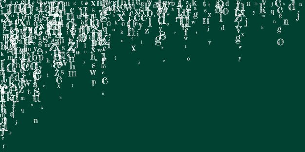 Vector scattered letters of latin alphabet white chalk