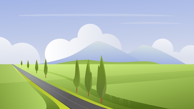 Vector scenic natural landscape illustration