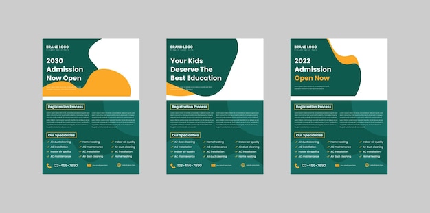 Vector school admission flyer design template