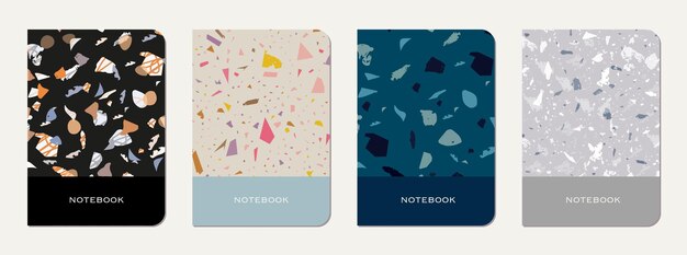 Vector school diary cover design terrazzo abstract