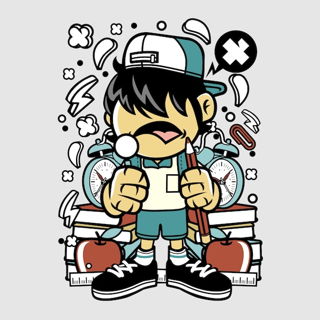 Vector school kid cartoon