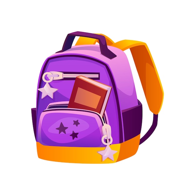 Vector school satchel for girl feminine design of satchel with open pocket and stars accessories rucksack