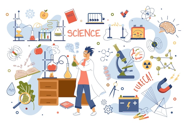 Vector science concept isolated elements set