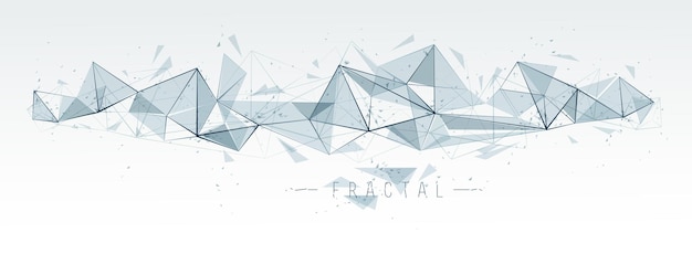 Vector science and technology 3d mesh abstract vector background, connected net lines fractal design, low poly polygonal elements in dynamic motion.