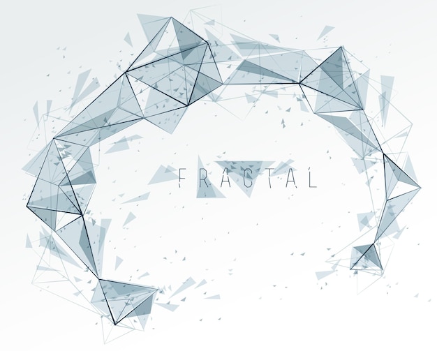 Vector science and technology 3d mesh abstract vector background, connected net lines fractal design, low poly polygonal elements in dynamic motion.