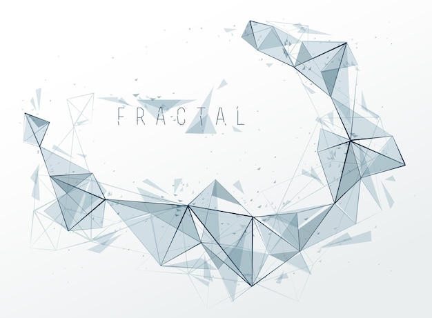 Vector science and technology 3d mesh abstract vector background, connected net lines fractal design, low poly polygonal elements in dynamic motion.