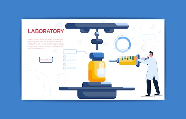 Vector scientist working in lab landing page template. science concept.