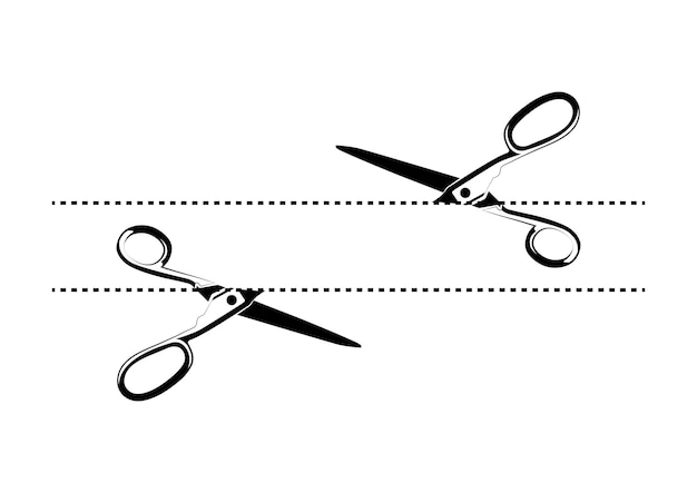 Vector scissors cutting paper vector