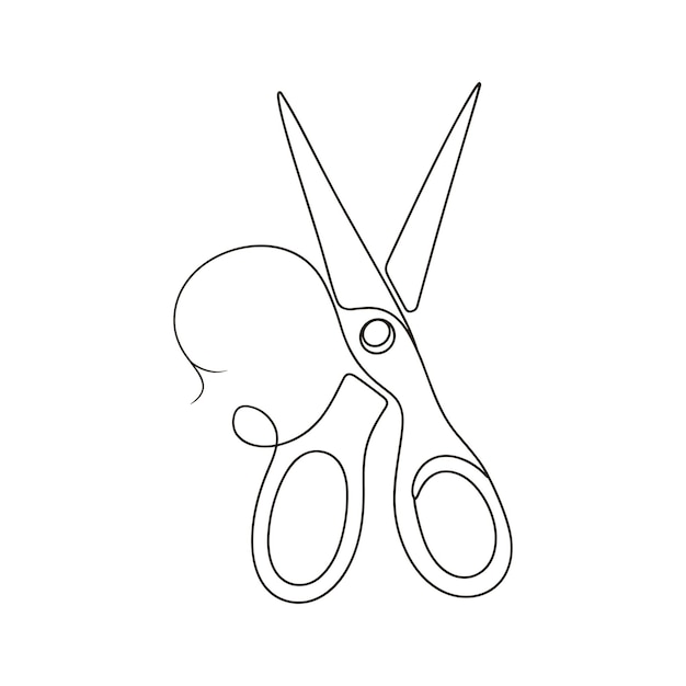 scissors line art continuous line cutting tool