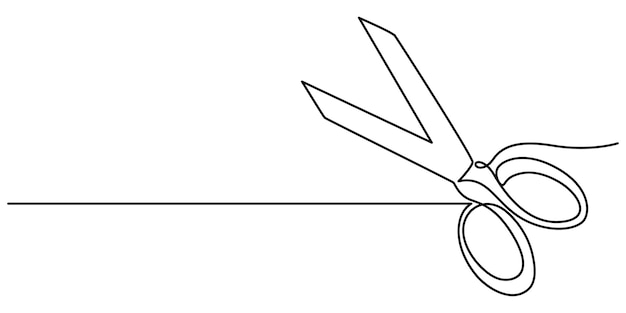 Vector scissors single line icon scissors continuous line illustration scissors continuous scissors