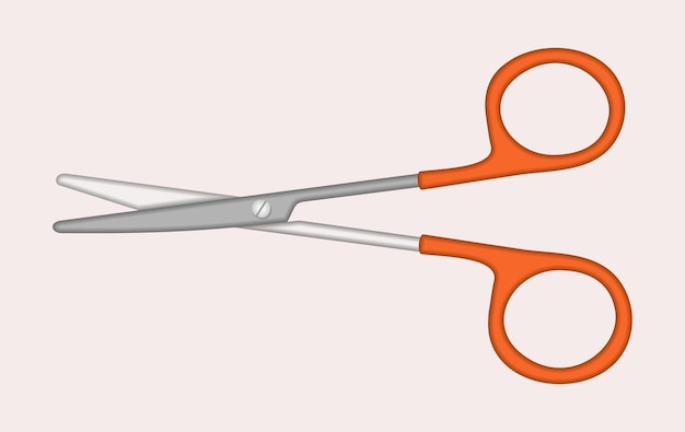 Vector scissors with orange handles. vector isolated illustration.