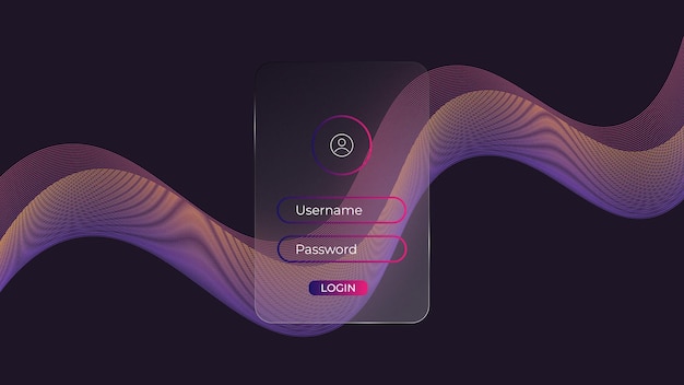Vector screen with a user interface that says user interface gradient glassmorphism background