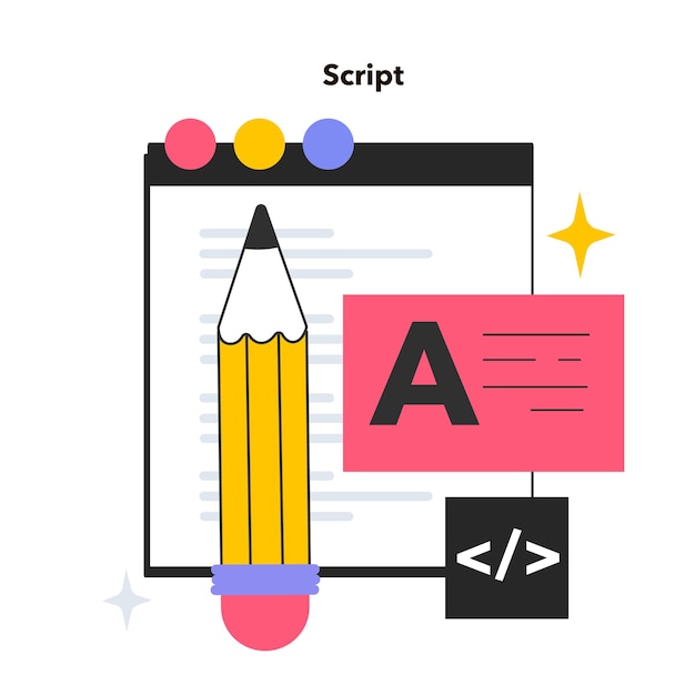 Vector script software development and web programming cms architecture