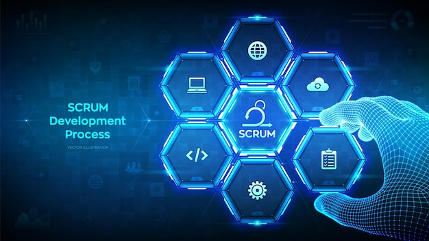 Vector scrum agile development methodology process iterative sprint methodology programming and app design