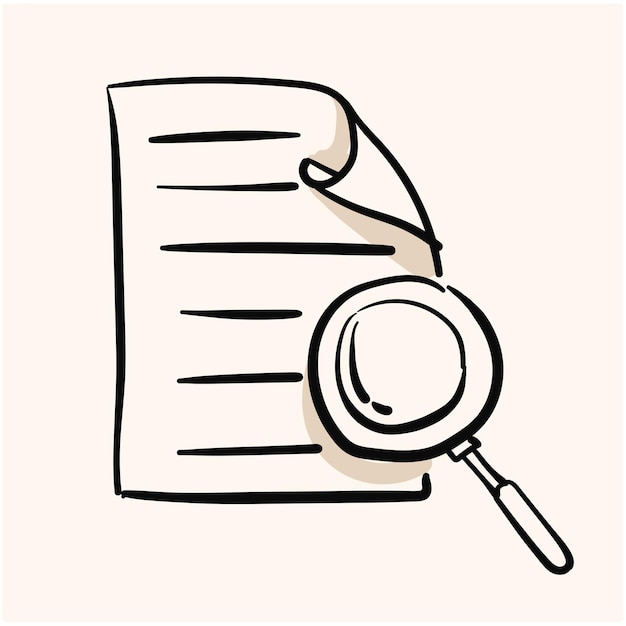 Vector scrutiny document plan icon in hand drawn style review statement vector illustration document with