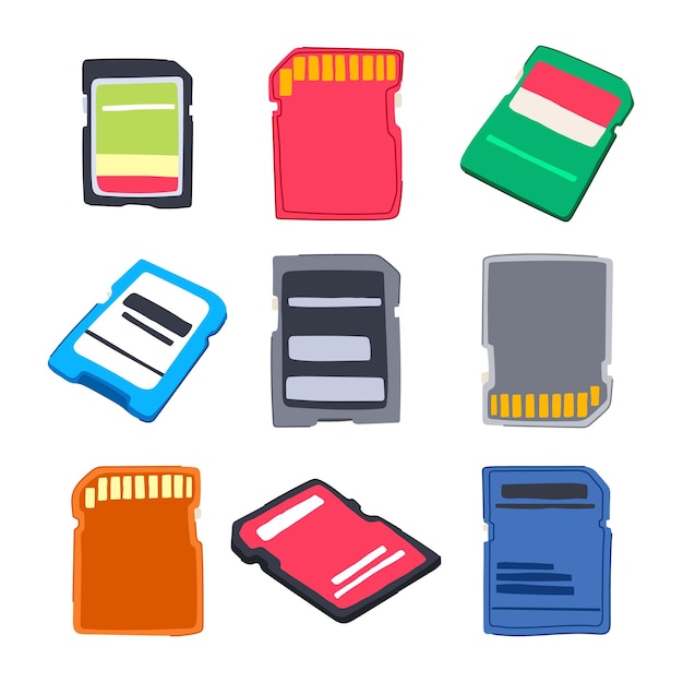 Vector sd card set cartoon vector illustration