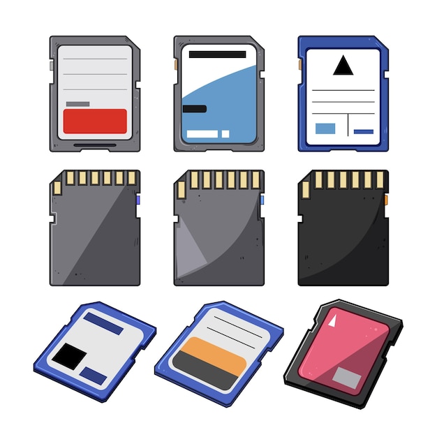 Vector sd card set cartoon vector illustration