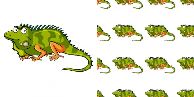 Vector seamless background design with green iguana