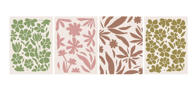 Vector seamless botanical floral pattern in earthy neutral tones