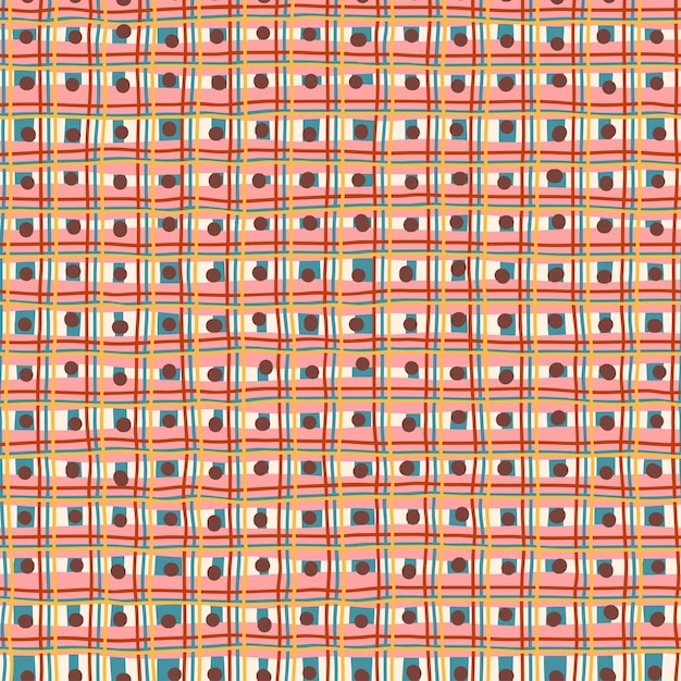 Vector seamless checkered repeating vector pattern grid dots blue plaid geometric texture crossing lines