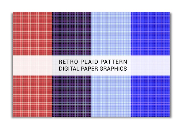 Vector seamless checkered retro plaid pattern graphics collection.