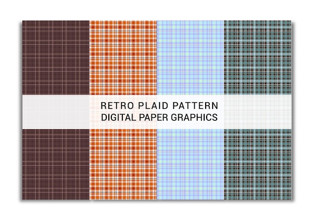 Vector seamless checkered retro plaid pattern graphics collection.