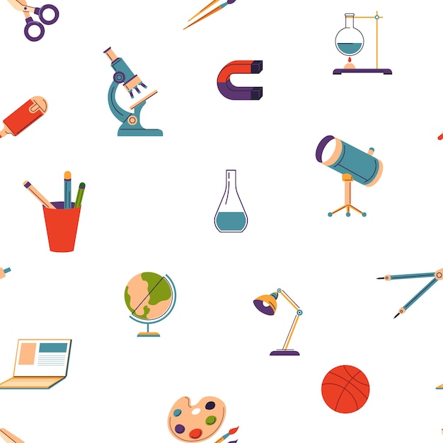 Vector seamless educational supplies pattern vector