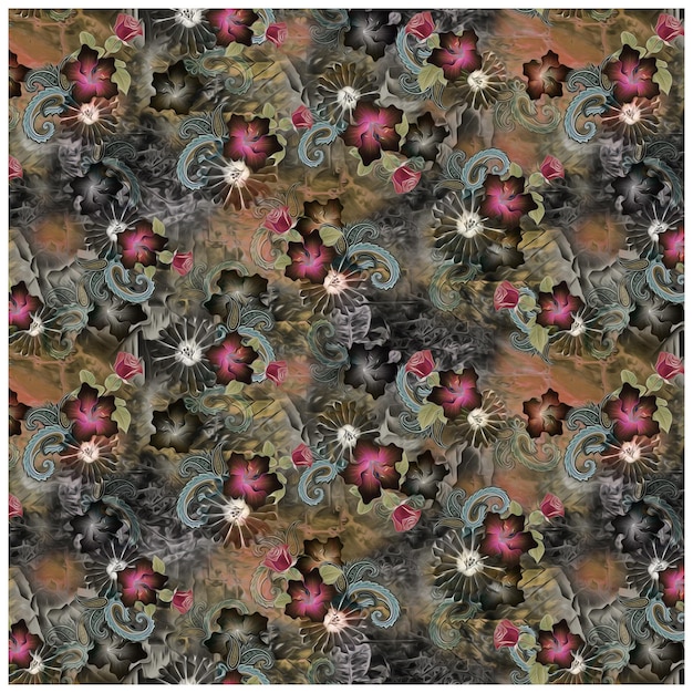 Vector seamless flower pattern on textures background