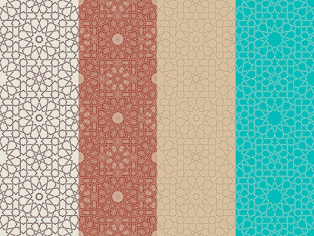 Vector seamless islamic moroccan patterns set