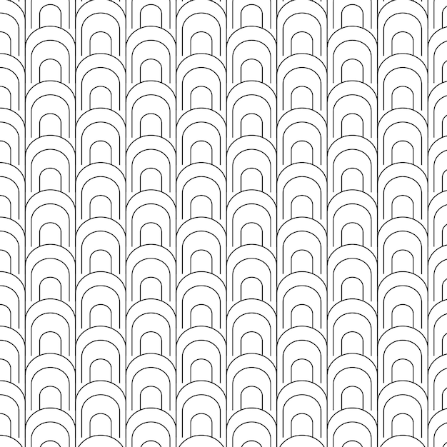 Vector seamless minimalist arch pattern on white background