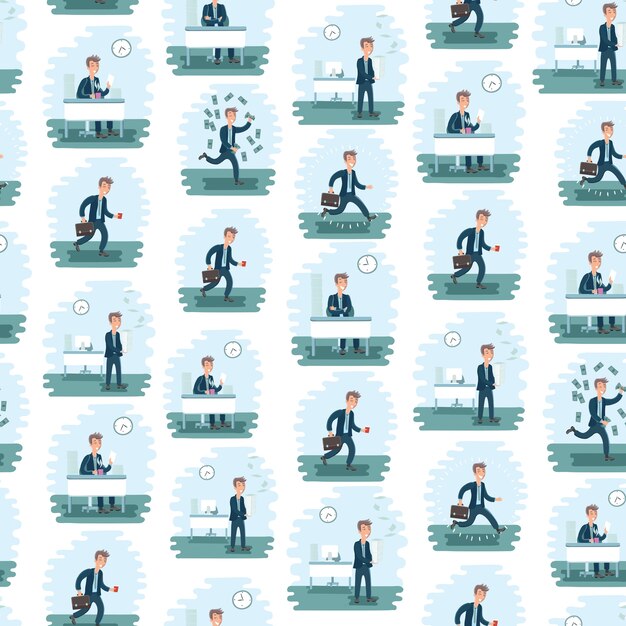 Vector seamless office worker pattern in different type of work