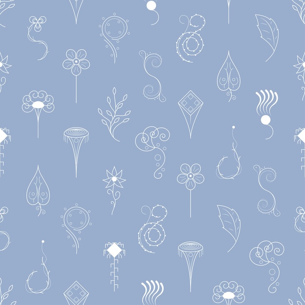 Vector seamless pattern abstract elements different plant botanic vector design style background