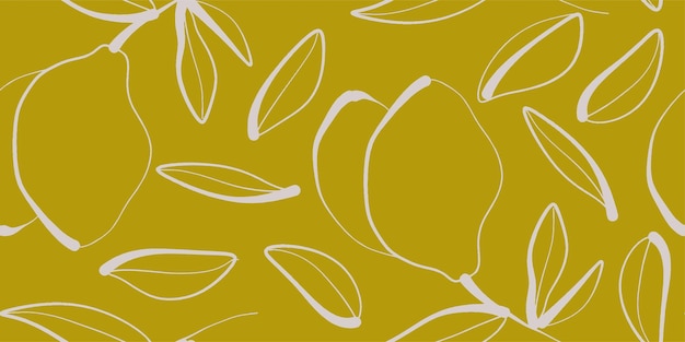 Vector seamless pattern beautiful lemon fruits and leaves vector floral pattern