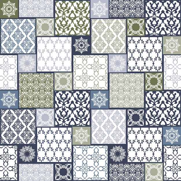 Vector seamless pattern patchwork in eastern style